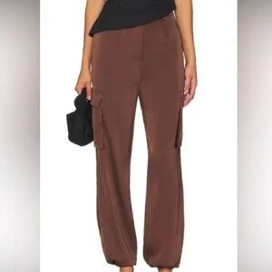 Superdown Brown High-Waisted Trousers with Elastic Cuffs XS